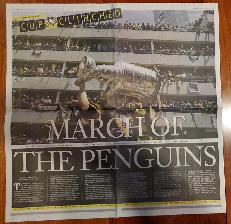 PITTSBURGH PENGUINS 2016 STANLEY CUP CHAMPS BEAVER CO TIMES (PA) NEWSPAPER PAGES
