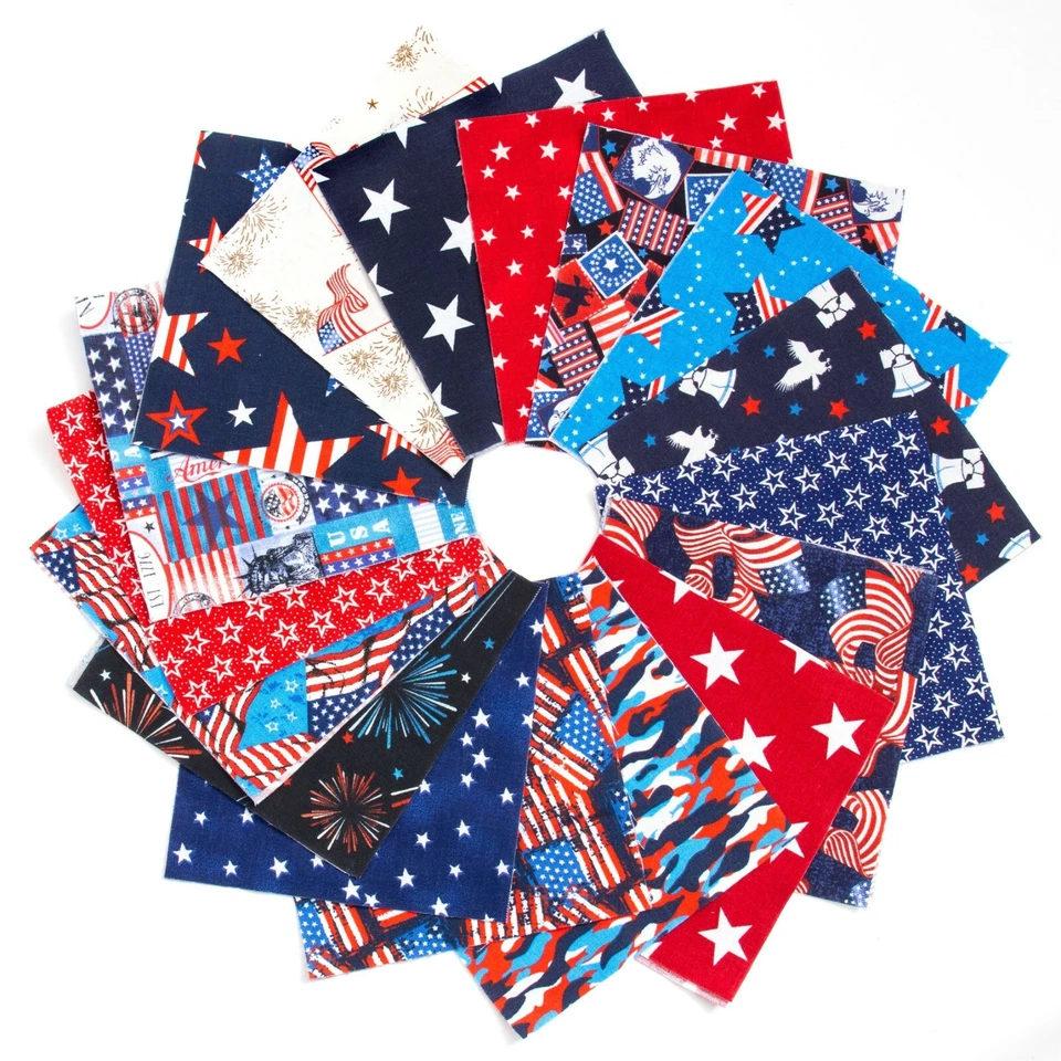 102 America Patriotic Pre Corte Charm Pack 5" Cuadrados 100% Algodón Tela Edredón Foto 2 de 4