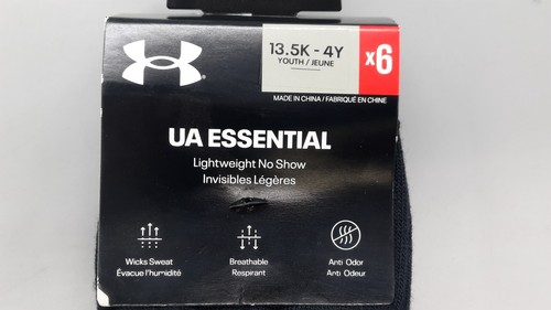 Under Armour Essential Socks Lightweight No Show, Youth 13.5K - 4, Black, NEW!! - Picture 3 of 3