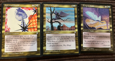 MTG 3 gold card lot. Spectral Shield, tempest drake, wings of Aesthir. very LP