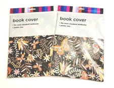 2 New STAPLES Jumbo Designer Butterflies & Flowers Print Stretch Book Covers