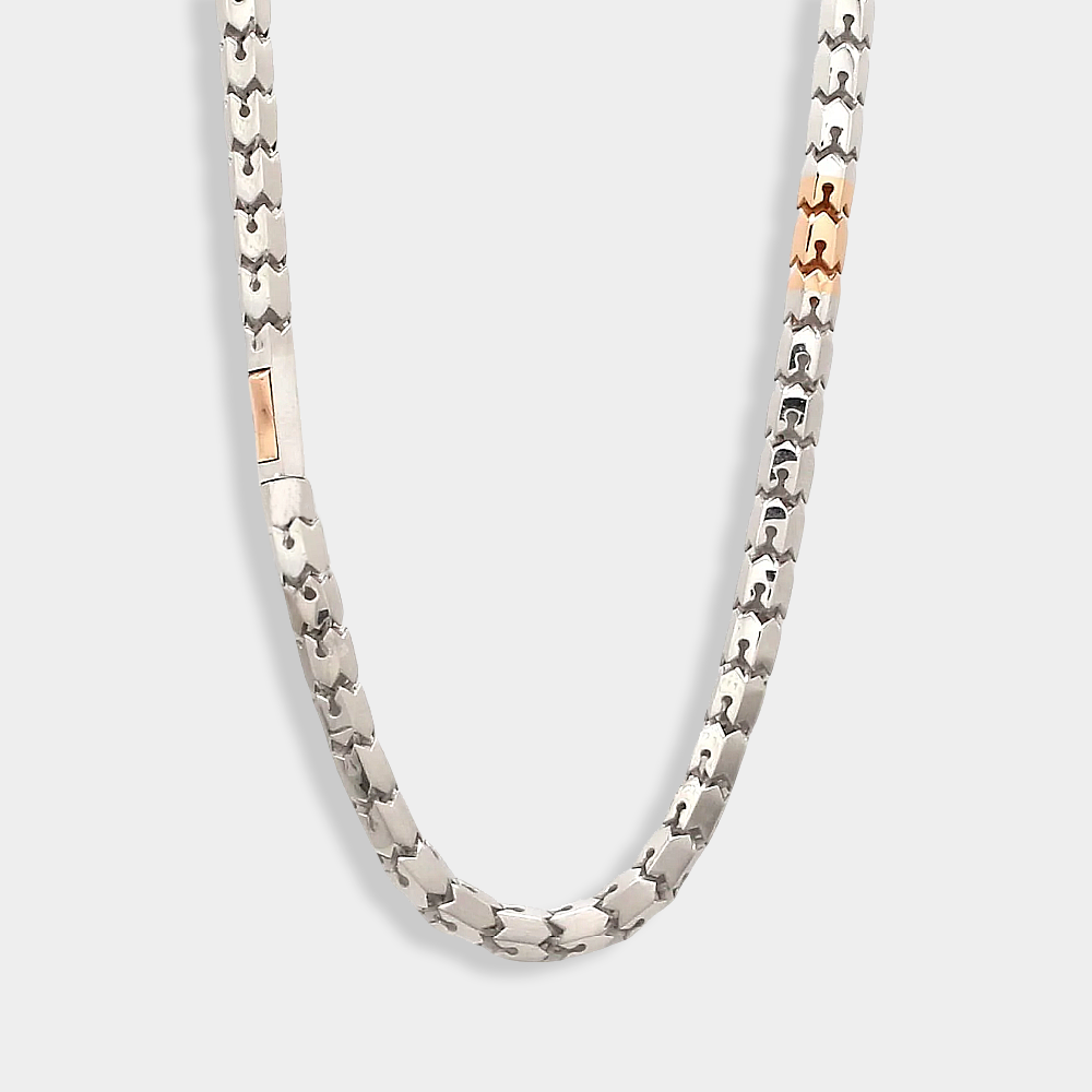 Platinum Mens Chain Two Tone 22 Inch 49 Gram 18K Gold Necklace 4.5 MM