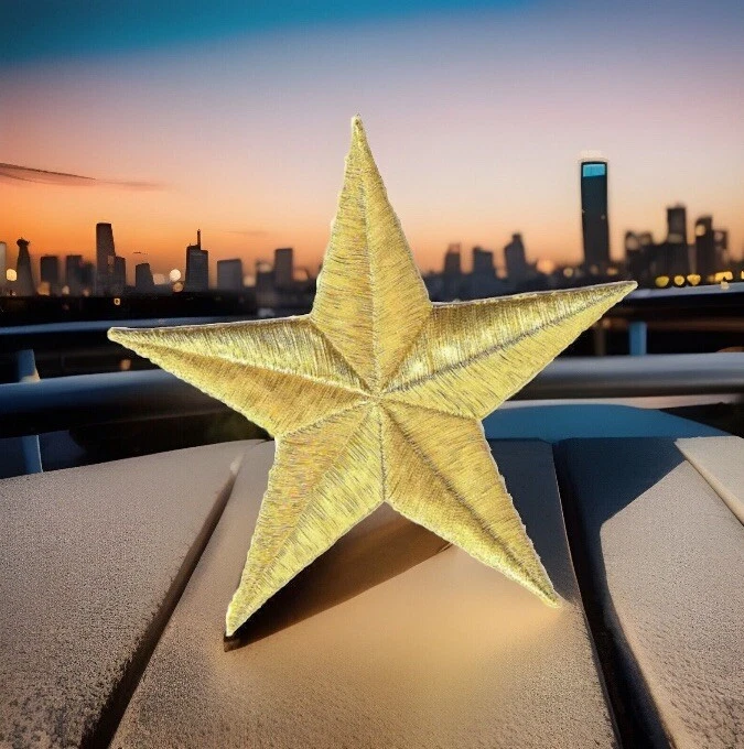 Metallic Gold Star Patch 5 pointed Embroidered Iron on Sew on 4 3/4" inches - Image 3 of 4