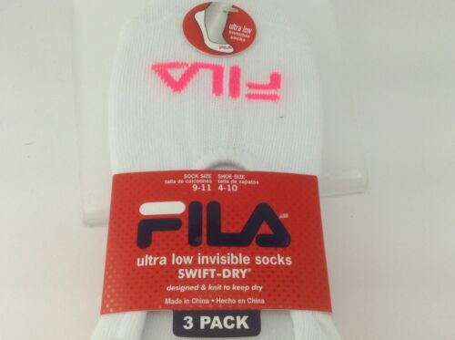 Calcetines deportivos blancos de corte bajo marca FILA para mujer - paquete de 3 - precio de venta sugerido por el fabricante $28 - 30% de descuento - Imagen 2 de 4