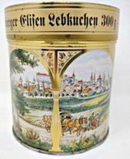 E. Otto Schnidt Round Gingerbread Metal Decorative Round Tin Germany