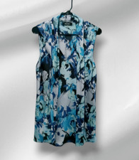 Nine West Women's Floral Semi Sheer Neck Tie Sleeveless Top Size XL
