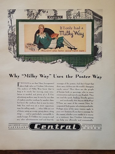 1930 Milky Way Fortune Magazine Vintage Print Ad Central Billboard Color Toledo