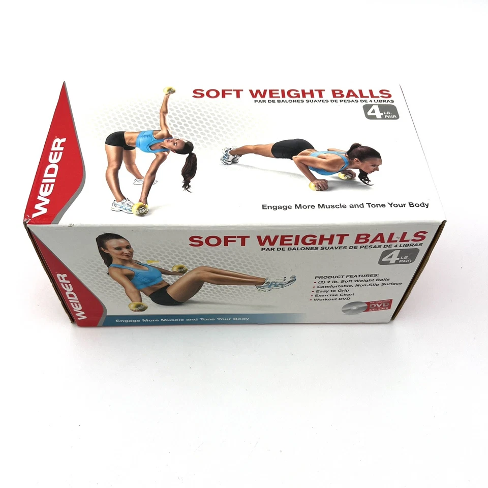 Bolas de peso suave Weider 2 libras cada una + almohadilla de yoga + bloque de yoga equipo de fitness Foto 3 de 4