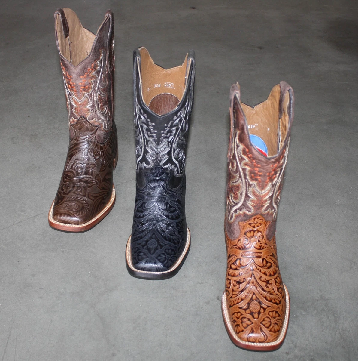 Hand tooled shop cowboy boots mens