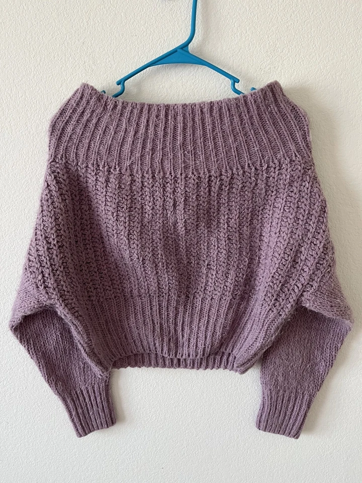 Suéter Bebe Mohair Mujer Pullover Púrpura Talla M Manga Larga Capucha Cuello Foto 4 de 4