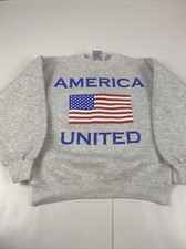 Vintage 90s USA American Flag Sweatshirt Crewneck Size Youth Medium