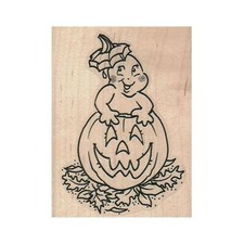 NEW Ghost In Pumpkin RUBBER STAMP, Halloween Stamp,Ghost Stamp, Pumpkin Stamp
