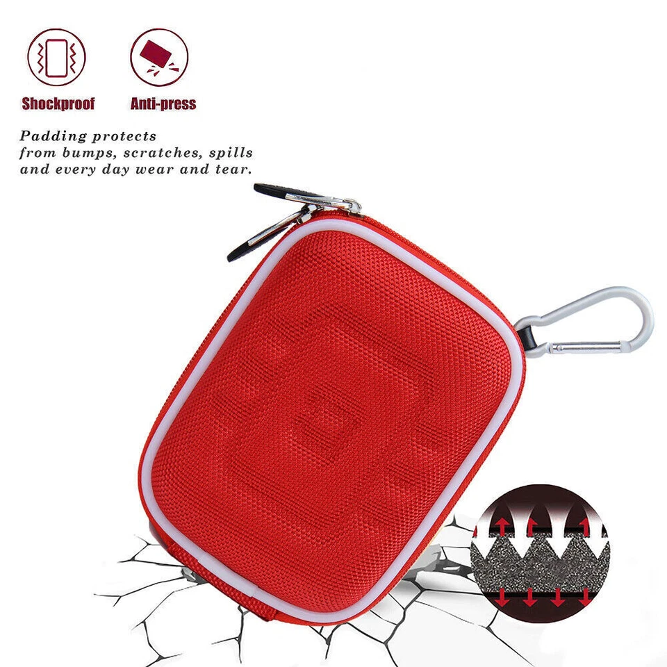 Red Nylon Compact Camera Case Pouch Bag w/ Clip For Canon Powershot ELPH 360 HS - Image 3 of 4