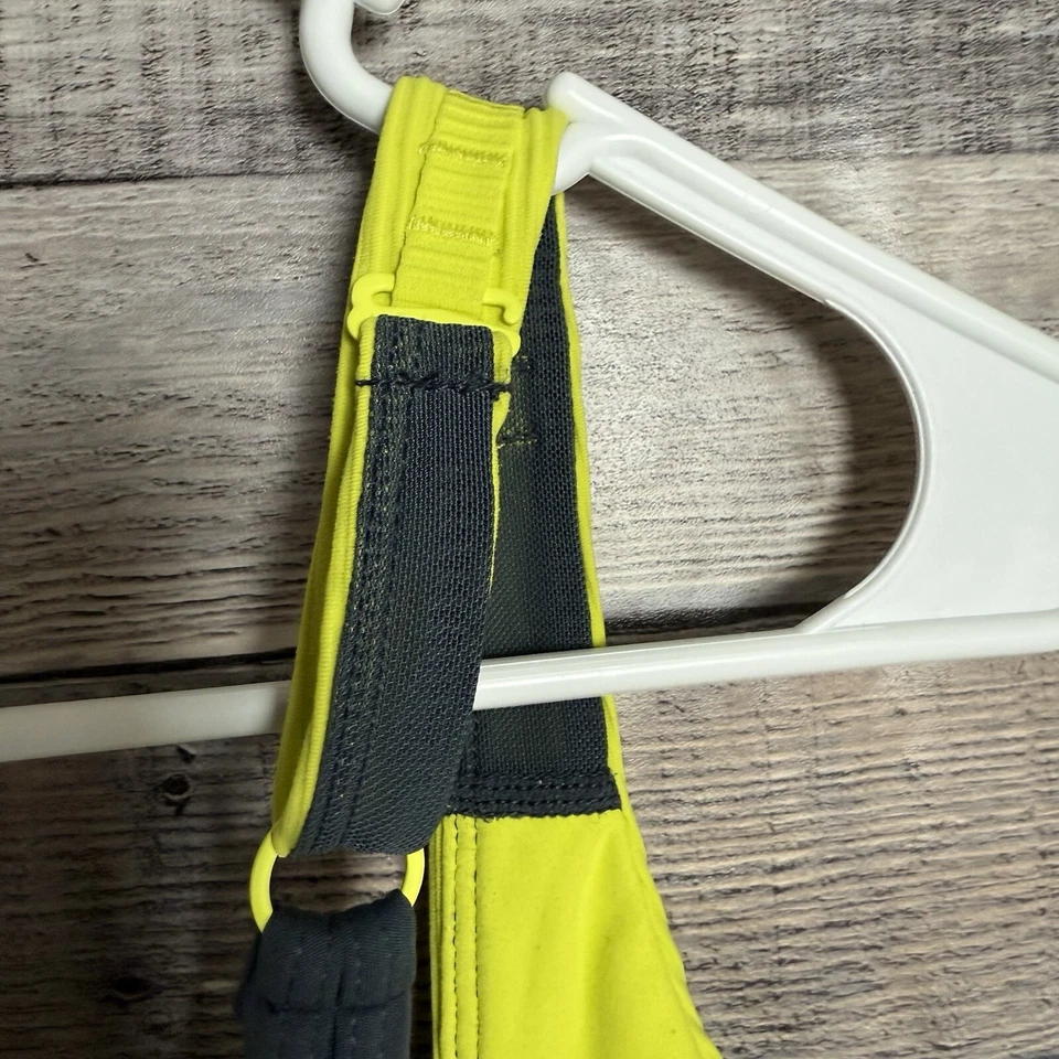 Sujetador ajustable Zyia Active Storm paralelo acanalado de lujo amarillo neón gris talla grande Foto 4 de 4