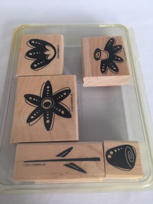 Stampin Up Rubber Stamp Set Funky Flowers Stem Petals Spring Garden Card Making