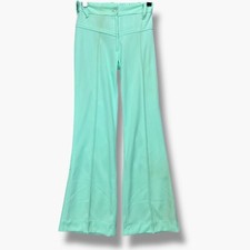 VTG 70s Bell Bottom Pants Flare Trousers 26" Waist Robins Egg Blue Hippie Disco