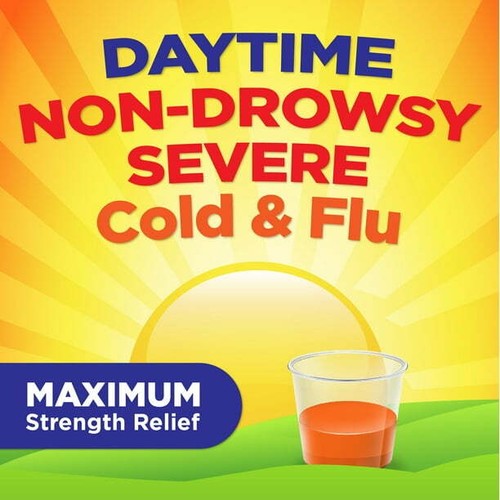 Equate Non-Drowsy Daytime Severe Cold & Flu Relief Liquid, Original Flavor, 12 f - Picture 2 of 5