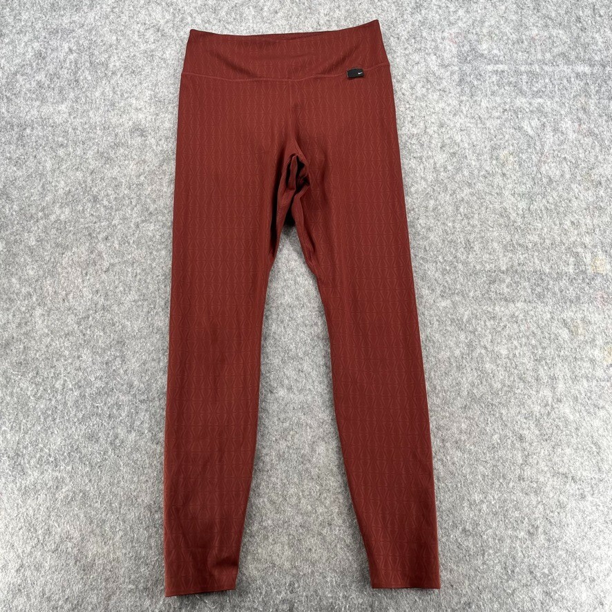 Nike Dri-Fit One Luxe Womens Mid-Rise Printed Burgundy Leggings Size M