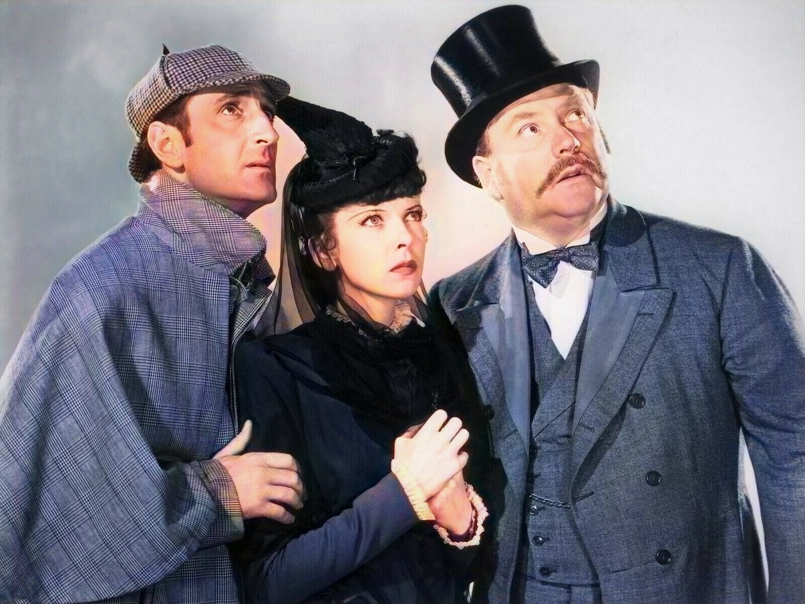 RARE COLOR STILL BASIL RATHBONE AS SHERLOCK HOLMES , DR. WATSON AND IDA ...
