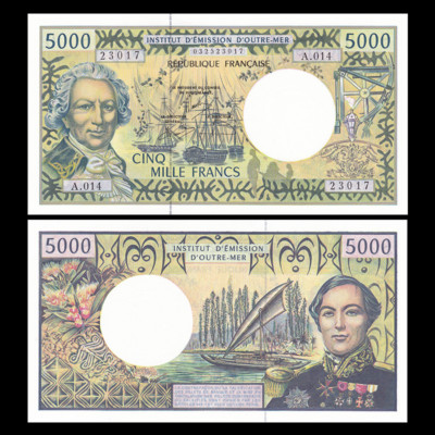 Francs ND 2014 P-7 French Pacific Territories UNC 5,000 5000