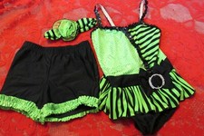 A Wish Come True Silver Sparkles gr/bl Dance Costume Sz Large Child LC , pant 