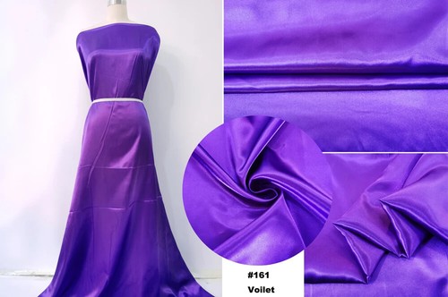 Solid Satin 58" Wide By Yards Silky Charmeuse Scarf Craft DIY Fabric Purple - Picture 14 of 18