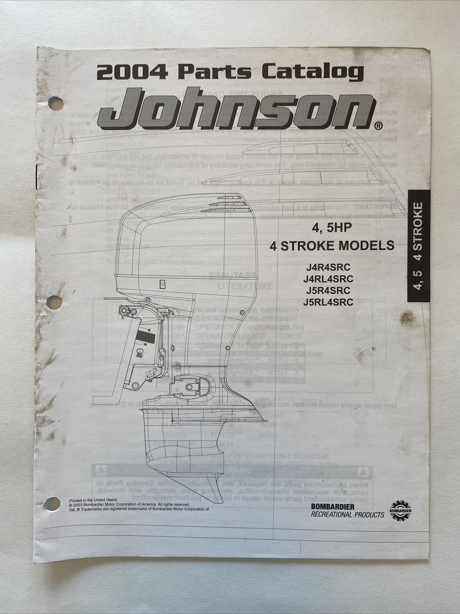 2004 Johnson Parts Catalog List 4 , 5 HP 4-Stroke 5034419 Outboard