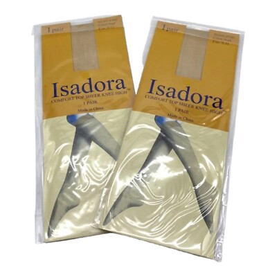 Isadora Comfort Top Sheer Knee High Nylon Nude Fits 9-11 Style 4500 - 2 Pair