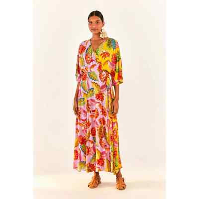chinese dress ladies Green Tropical Dream Draped Organic Cotton Maxi Dress