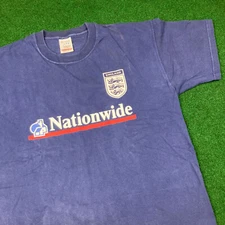 Vintage Screen Stars Nationwide England Shirt Mens XL Blue Football Futbol Y2K