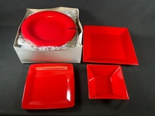 9X espana life style macys new dinner plate blaze red set bowl salad kitchen