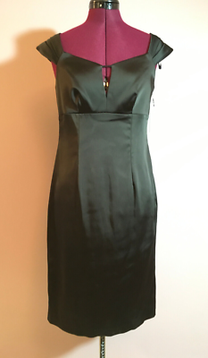 NWT Calvin Klein Satin Cocktail Mini Sleeveless Fitted Zipper Dress Black  Size 4 | eBay