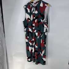 Nine West Women's Orange Green Keyhole Sheath Dress Patina Multi Size 16 NWT