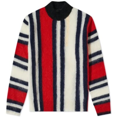 MONCLER GENIUS 2 MONCLER 1952 STRIPED MOHAIR CREW KNIT MEDIUM SWEATER MOCKNECK