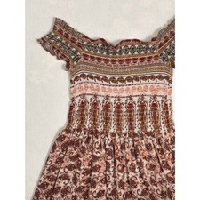 Target Paisley Smocked Off Shoulder Crochet Trim Mini Dress -sz M- Boho Festival