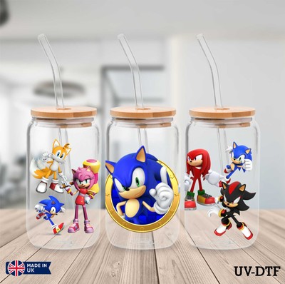 Sonic UV DTF Aufkleber - 16 Unzen Libbey Dose Glasfolie yn946