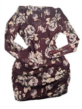 Charlotte Russe Deep Plum Floral Long Sleeve Bodycon Dress