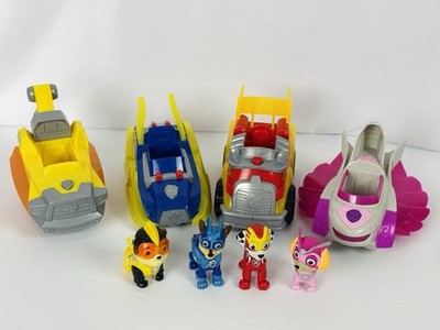 PAW Patrol Mighty Pups Charged Up Lot 8 Pc Chase Marshall Rubble Skye WORKS