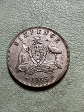 1955 Australia Silver Sixpence (6 Pence) Coin-First Year of Issue-KM# 58
