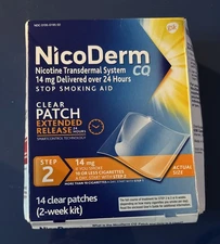 NicoDerm CQ Step 2 Clear Patches, 14mg - 14 Count Exp 07/2027