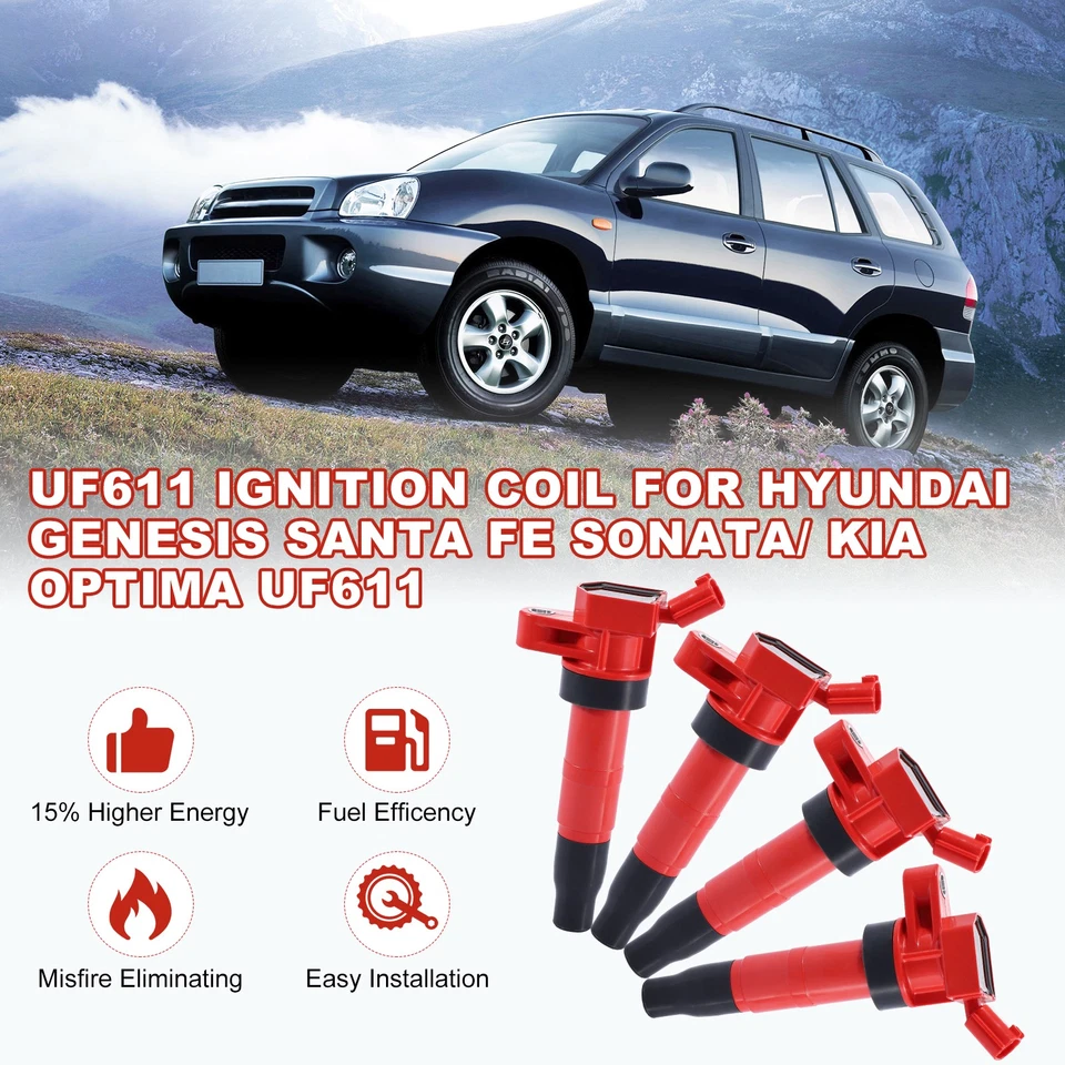 8* Ignition Coil+Iridium Spark Plug set For 2009-2012 Hyundai Genesis 4.6L UF611 - Image 4 of 4