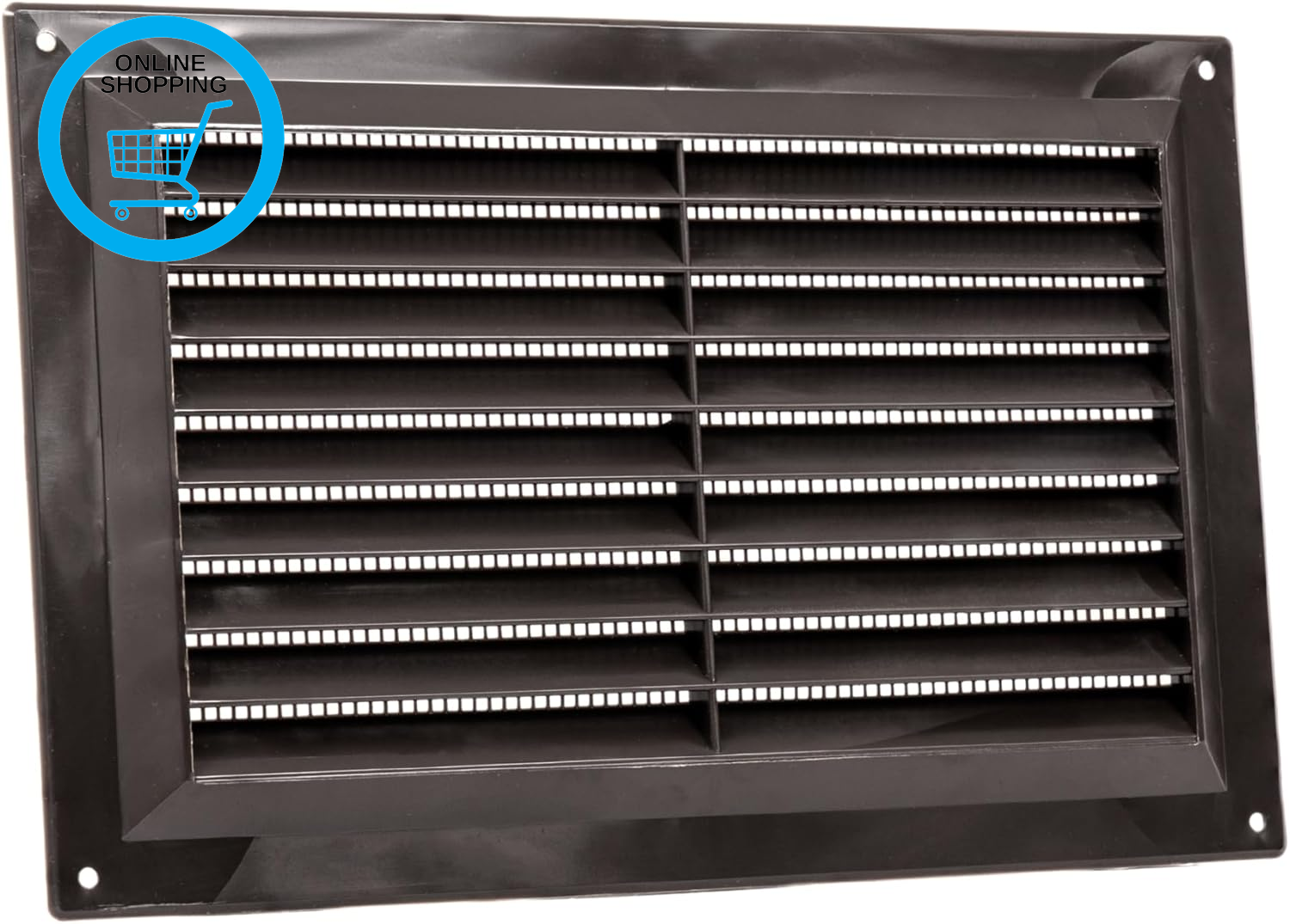 Plastic Louvre Air Vent with Flyscreen 9"" X 6"" (229Mm X 150Mm), Double Brick Gri