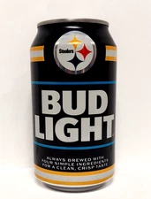 2025 BUD LIGHT 12 oz Beer Can - NFL PITTSBURGH STEELERS - STEELER NATION LIVES!