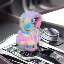 Universal Plush Hoodie Car Shift Knob Cover, Cozy Gear Shift Cover for Pink