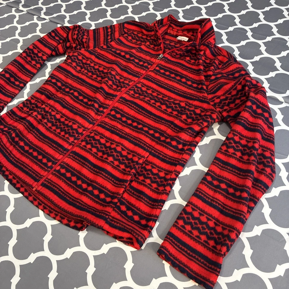 Women’s MERONA Full Zip Fleece Jacket Red Geometric Print size XL - Image 2 of 4