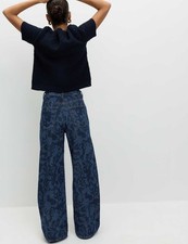 Marks & Spencer Womens Indigo Mix Cotton Wide Floral Jeans - M&S