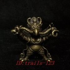 Ciondolo amuleto statua peng uccellino dalle ali dorate grande scultura bronzo Tibet cinese