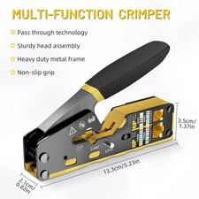 AMPCOM RJ45 Pass Through Crimper Multi-Function Ethernet Crimping Tool AM-6088