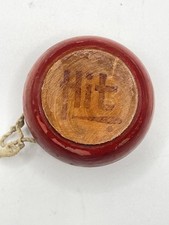 Vintage Hit Wooden Yo-Yo - Red Lacquer Fixed Axle Wood Toy - 1940s/50s Rare Mark