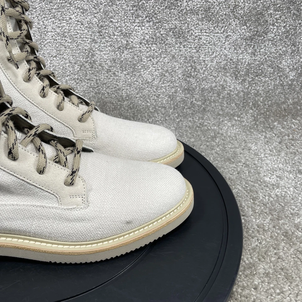 Botas Brunello Cucinelli para mujer 38 EU 7.5 US plateadas lona abedul combate al tobillo Foto 2 de 4